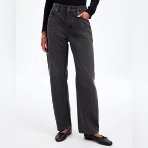 Madewell Womens Black  Darted Barrel-Leg Jean